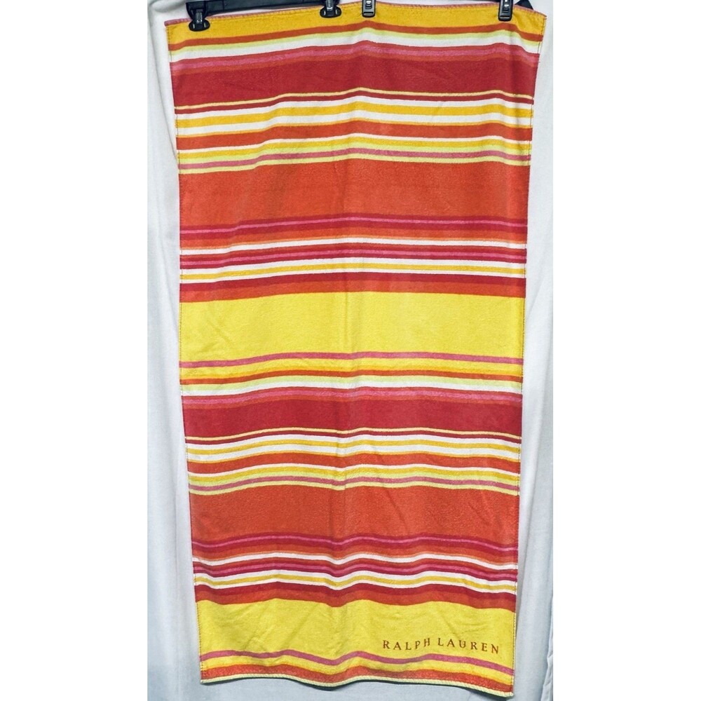 Ralph Lauren Multicolor Striped Beach Towel Spell Out Ralph Lauren Pink Wht Ylw